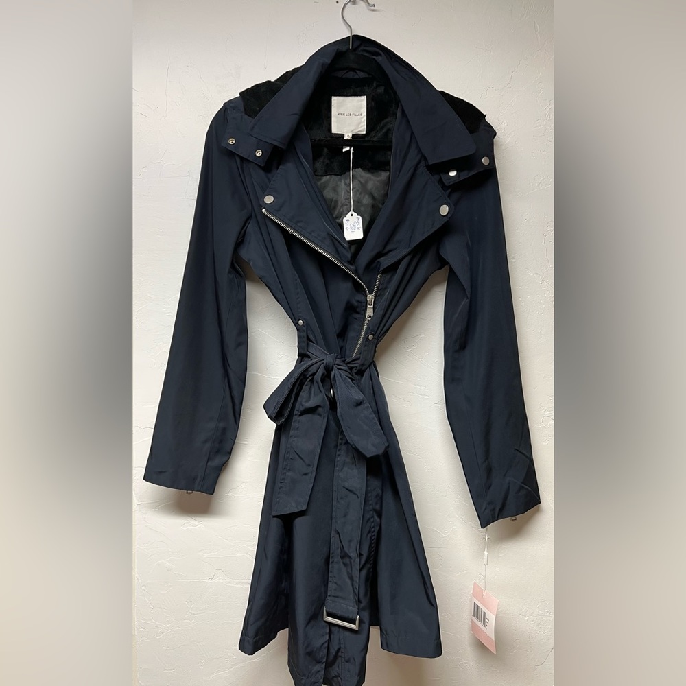 Gorgeous Avec Les Filles Trench Coat with Tie & Hood